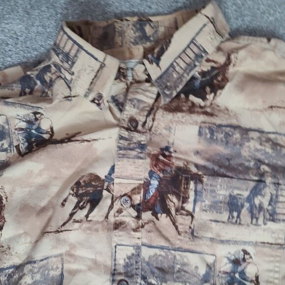 Mens Cowboy Shirt Size XL Bit & Bridle Horse Track Equestrian Button Down VTG - Picture 2 of 8